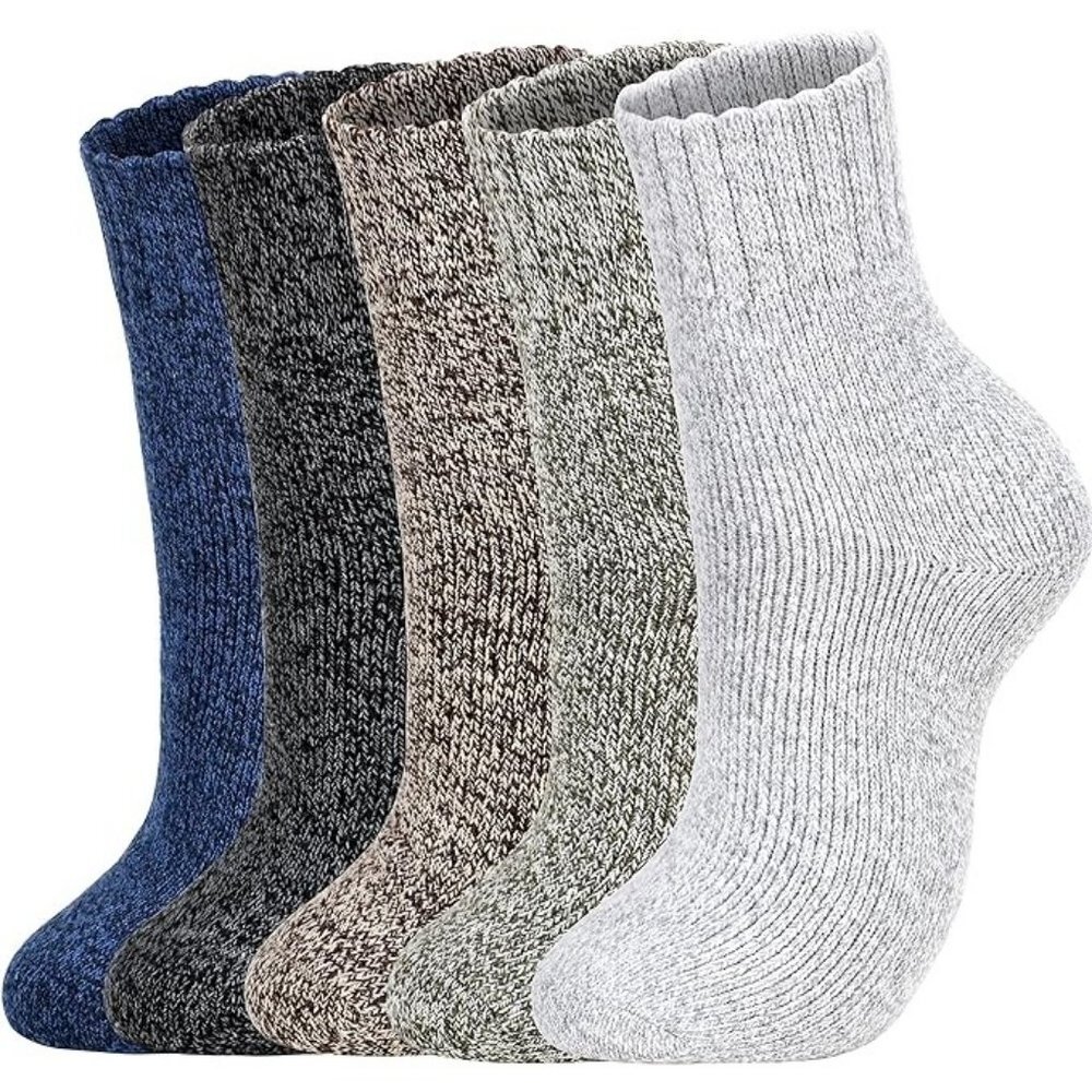 5 Pairs Wool Blend Women's 9-11 Socks Neutrals Marled Solid Colors
